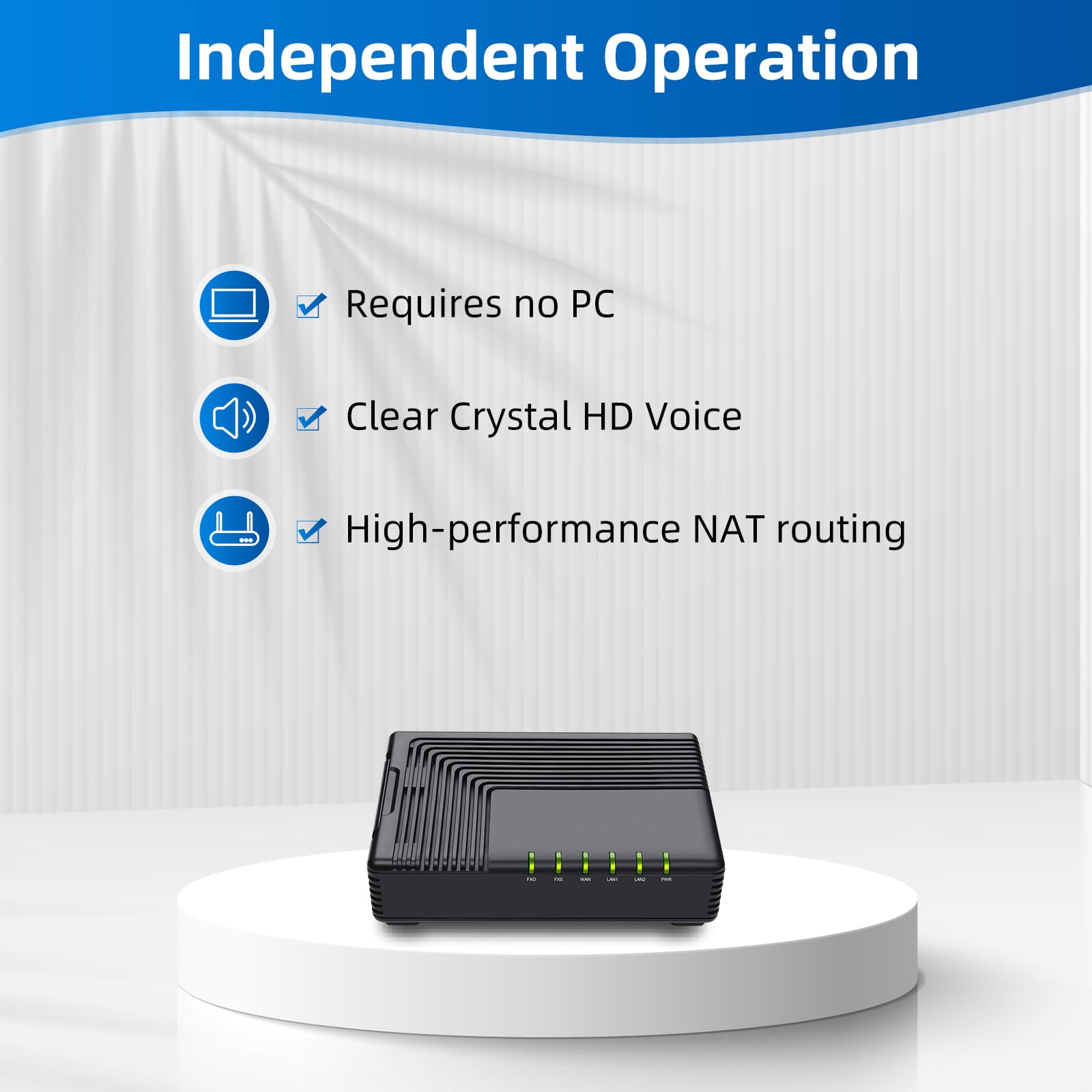 FLYINGVOICE FTA5111 Adaptador de teléfono analógico, 1 puerto FXS y 1 FXO, supervivencia independiente, enrutamiento de llamadas, conferencia de 3 vías, adaptador VoIP para pymes, soporta fax sobre IP