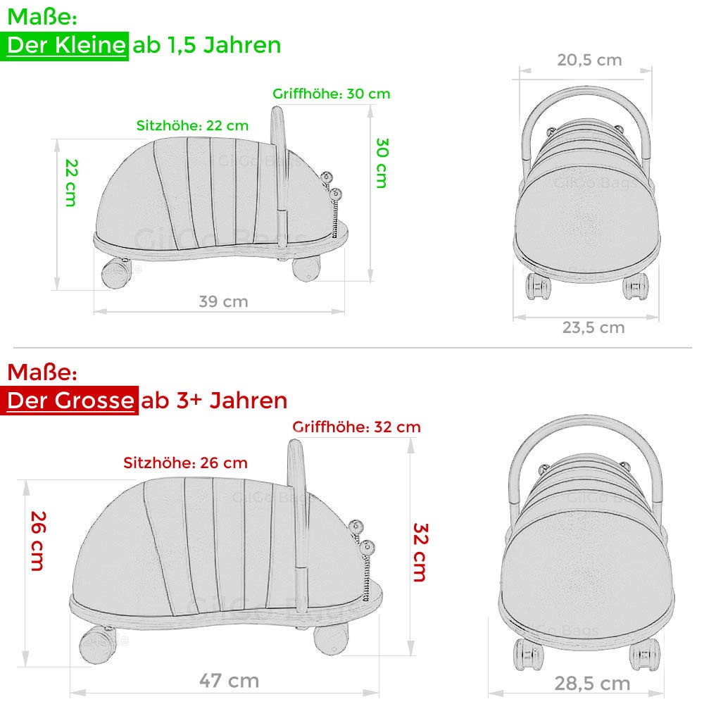 Wheely Bug Rutscher Kinderfahrzeug 3+ groß 51110 Maus +Eisbär | Rutschfahrzeug, Bürostuhlrollen Holzkorpus Indoor Rollen Kinder Oma Opa Grau