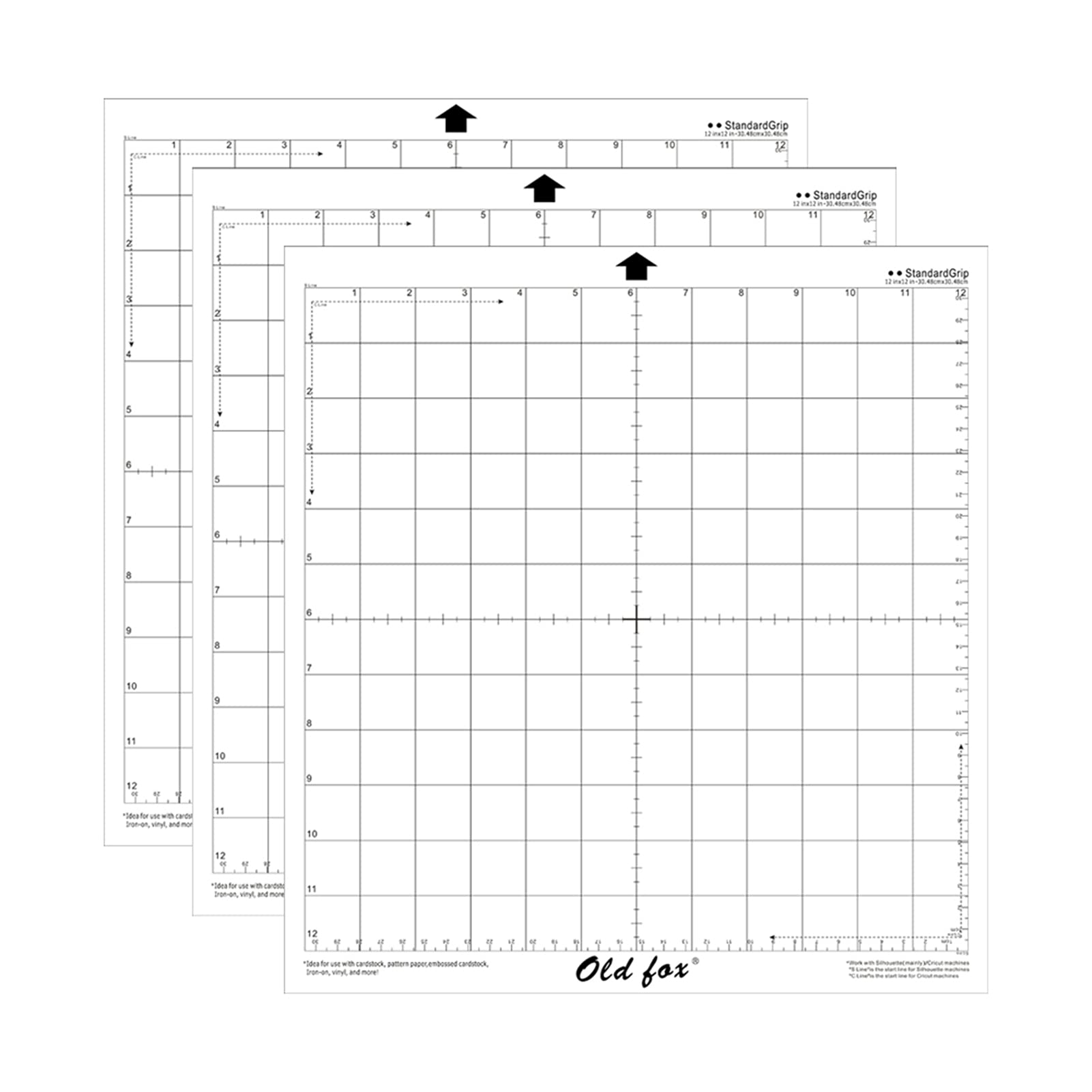 Morelian Replacement Cutting Mat Transparent Adhesive Mat with Measuring Grid 12 * 12 Inch for Silhouette Cameo Plotter Machine, 3pcs
