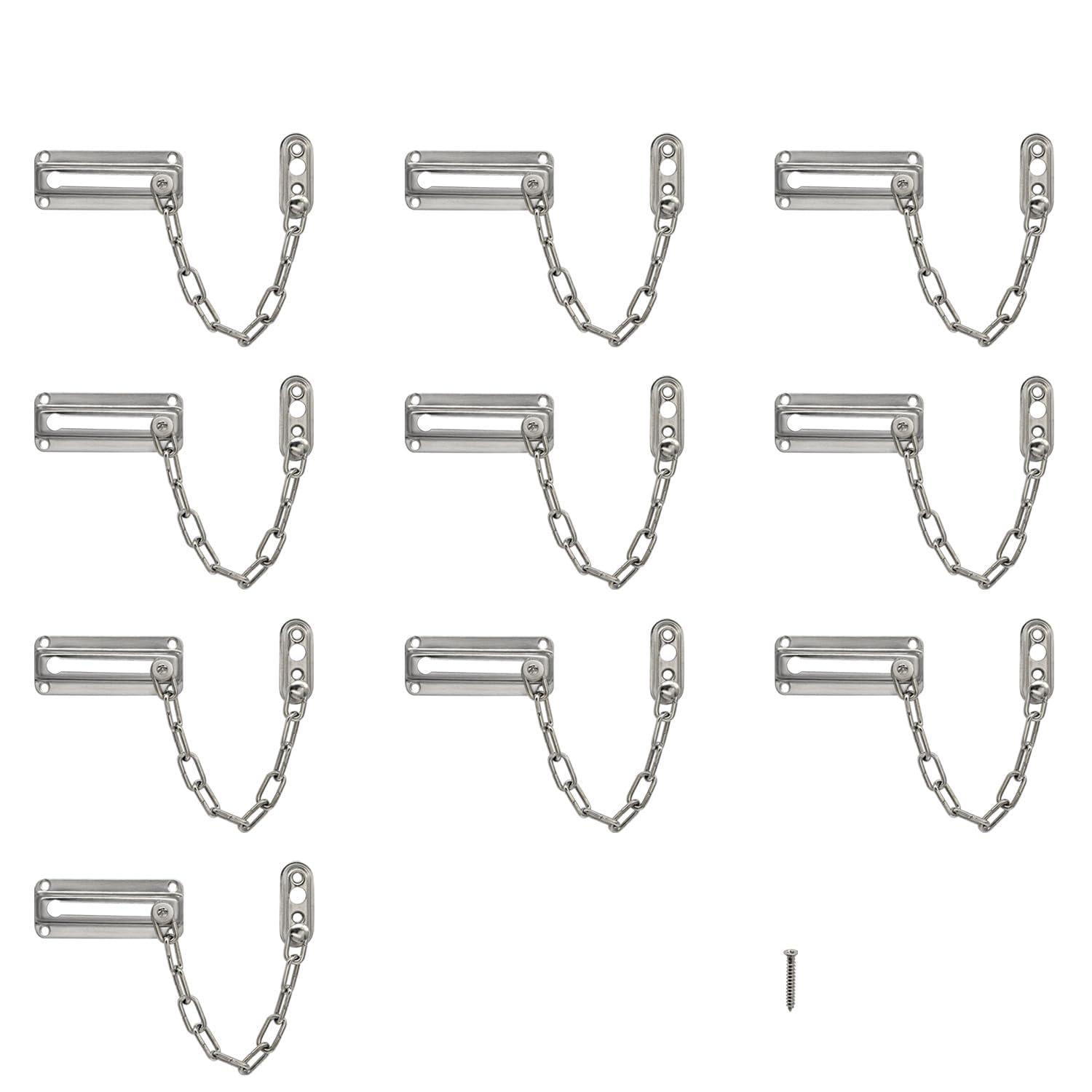 SUMBIN Sliding Chain Door Lock Home Security for Additional Safety for Traveling Hotel Home Apartment College (10 Pack)