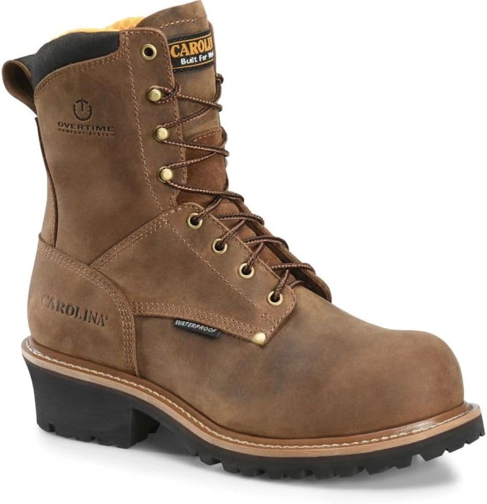 Carolina Poplar 8" Composite Toe Waterproof Logger Work Boots for Men, Durable, EH Rated, Steel Shank, Oil & Slip Resisting Outsole
