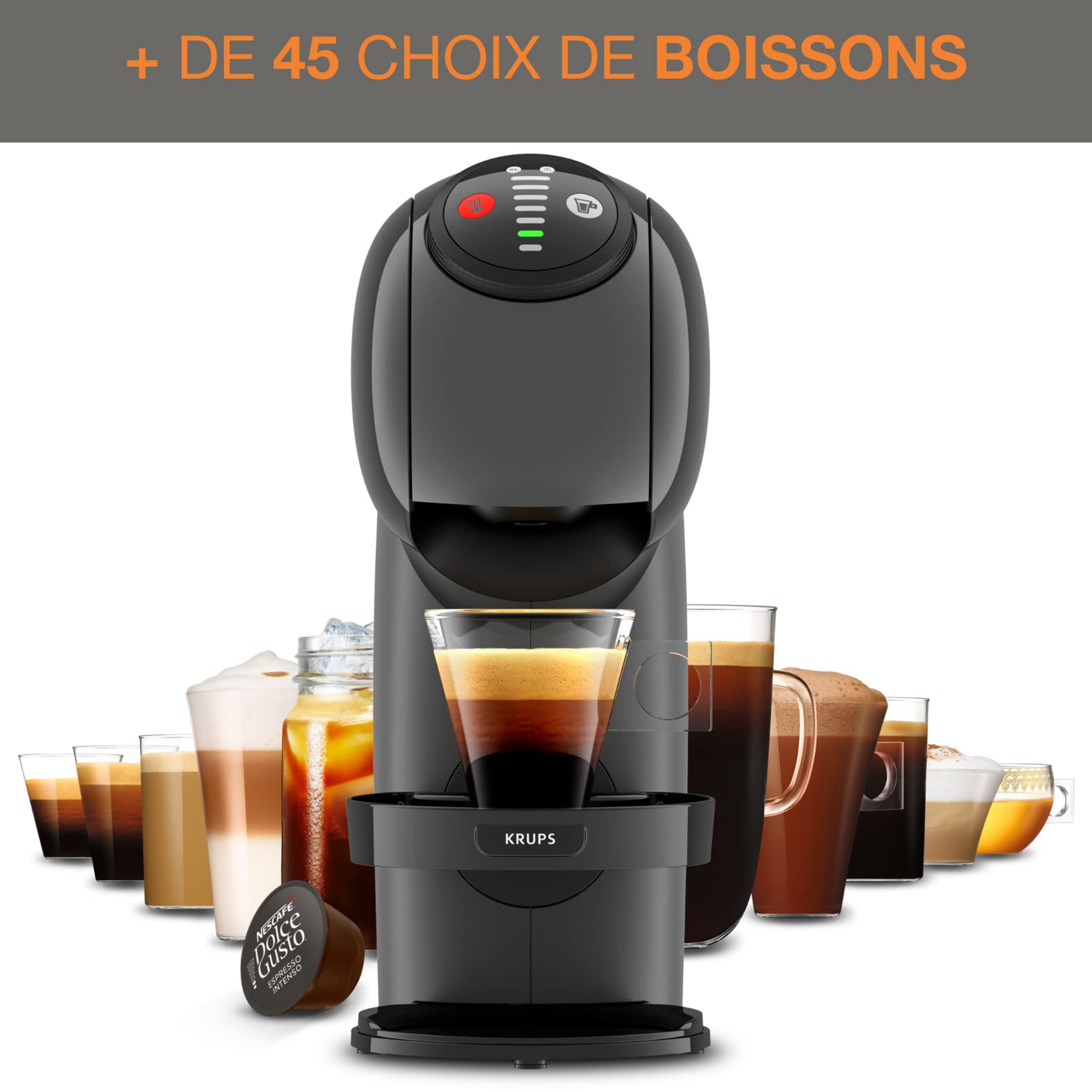 Krups Genio S KP243B10 Nescafé Dolce Gusto Machine à café dosettes multi-boissons, 0,8 L, Arrêt automatique