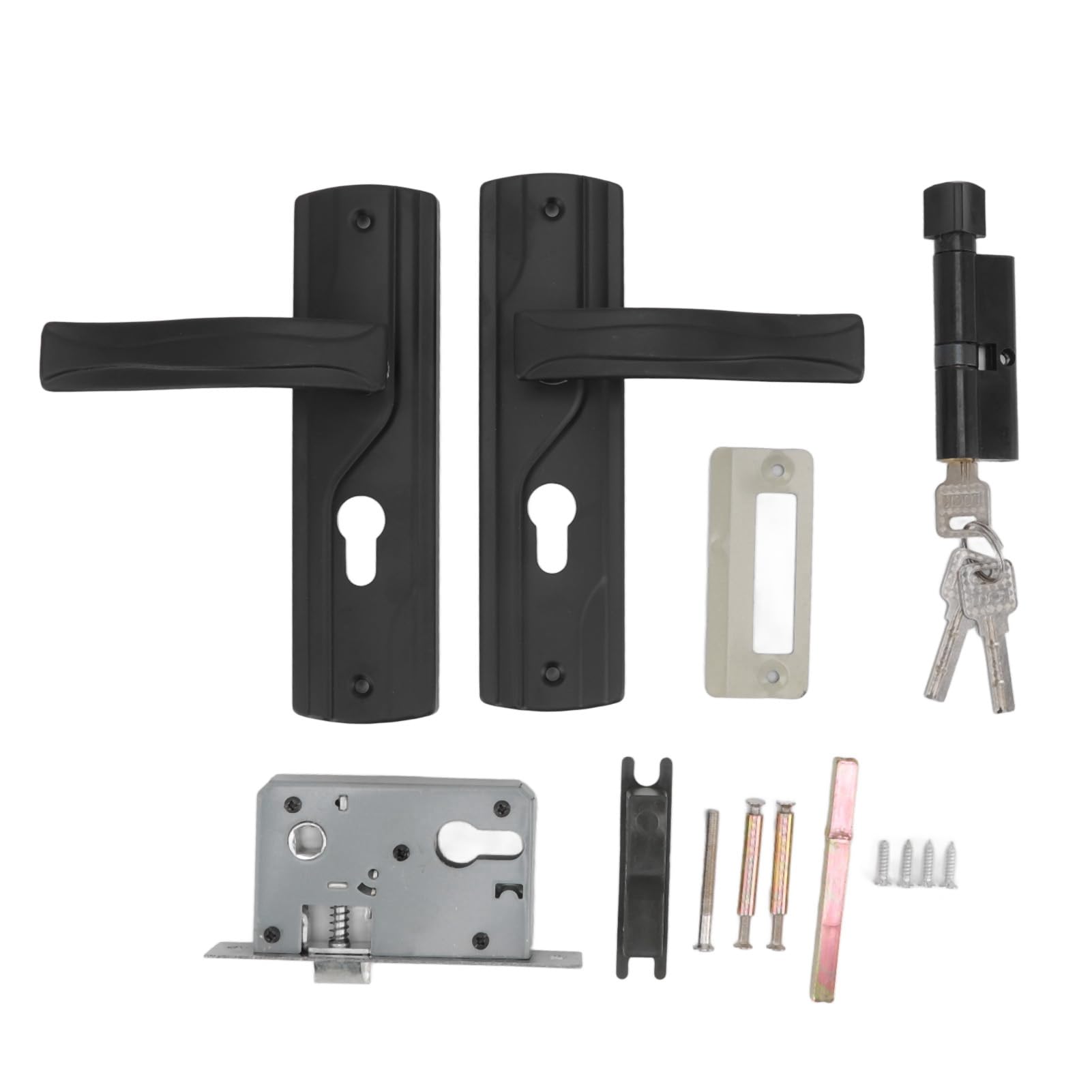 Generisch Tirador de puerta con llave, juego de cerradura de palanca de puerta universal para casa, dormitorio, negro