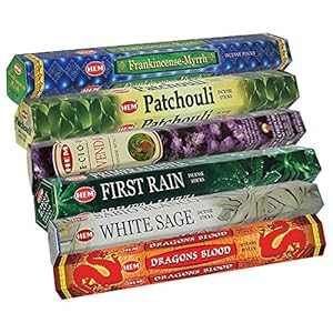 Hem incense sticks variety pack 23 120 insence sticks 6 incents x 20 insense incense stick holder with 6 most liked scents including patchouli dragons blood white sage frankincense myrrh  urban country home decor