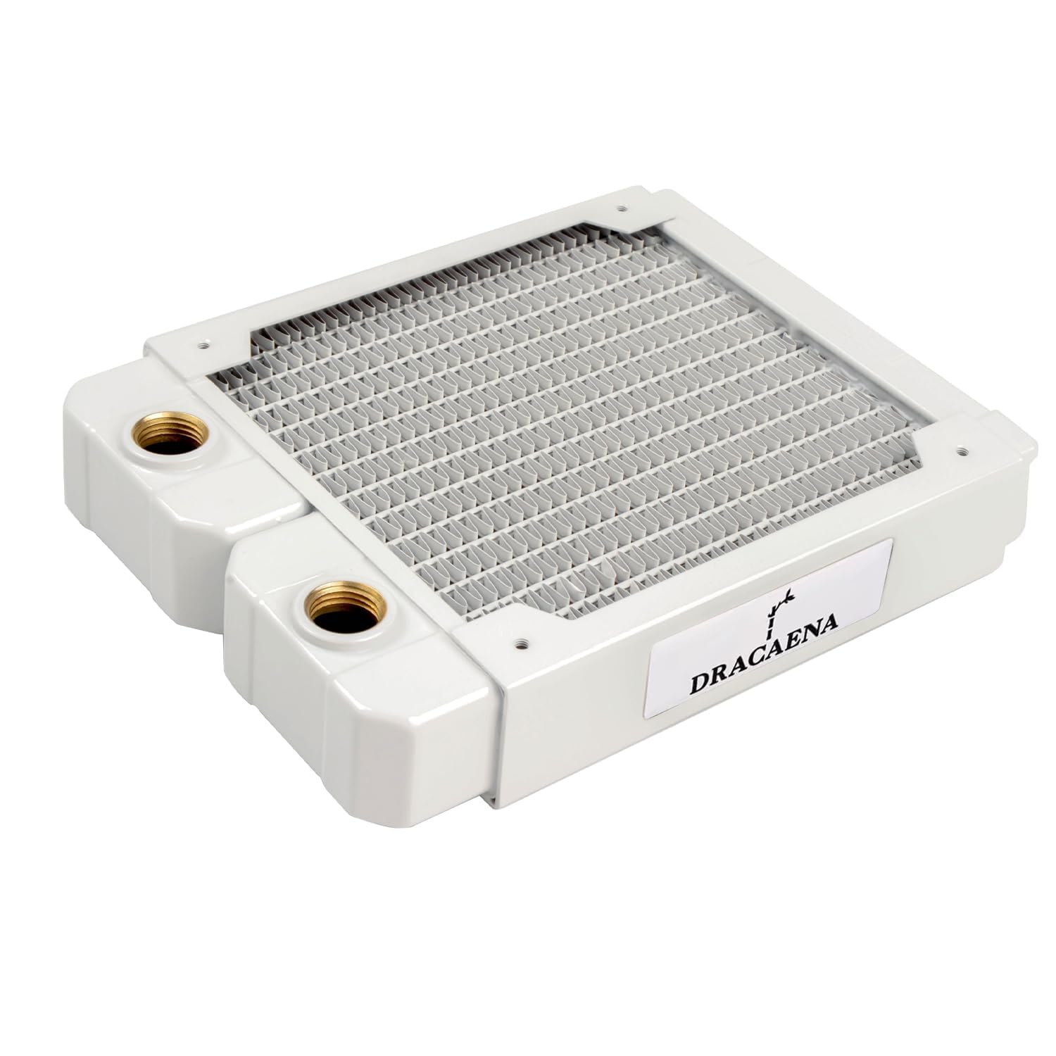 Dracaena.io 120mm Copper Water Cooling Radiator, 28mm, 2 G1/4 Ports, White — image 1