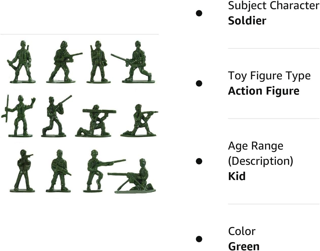 HAPTIME 100-Piece Green Toy Soldiers – 12 Poses, Detailed and Balanced Mini Army Men – Perfect for Pretend Play, Educational Projects, Cake Decorations, and Military-Themed Parties – 1 Inches Tall