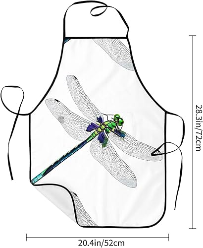 Miniatura 6 de Unisex Apron With Pocket, Cute Dragonfly Chef Apron For Cooking, Bbq & Crafts, Spillproof Kitchen Protection Bib With Large Utility Pocket For Adults