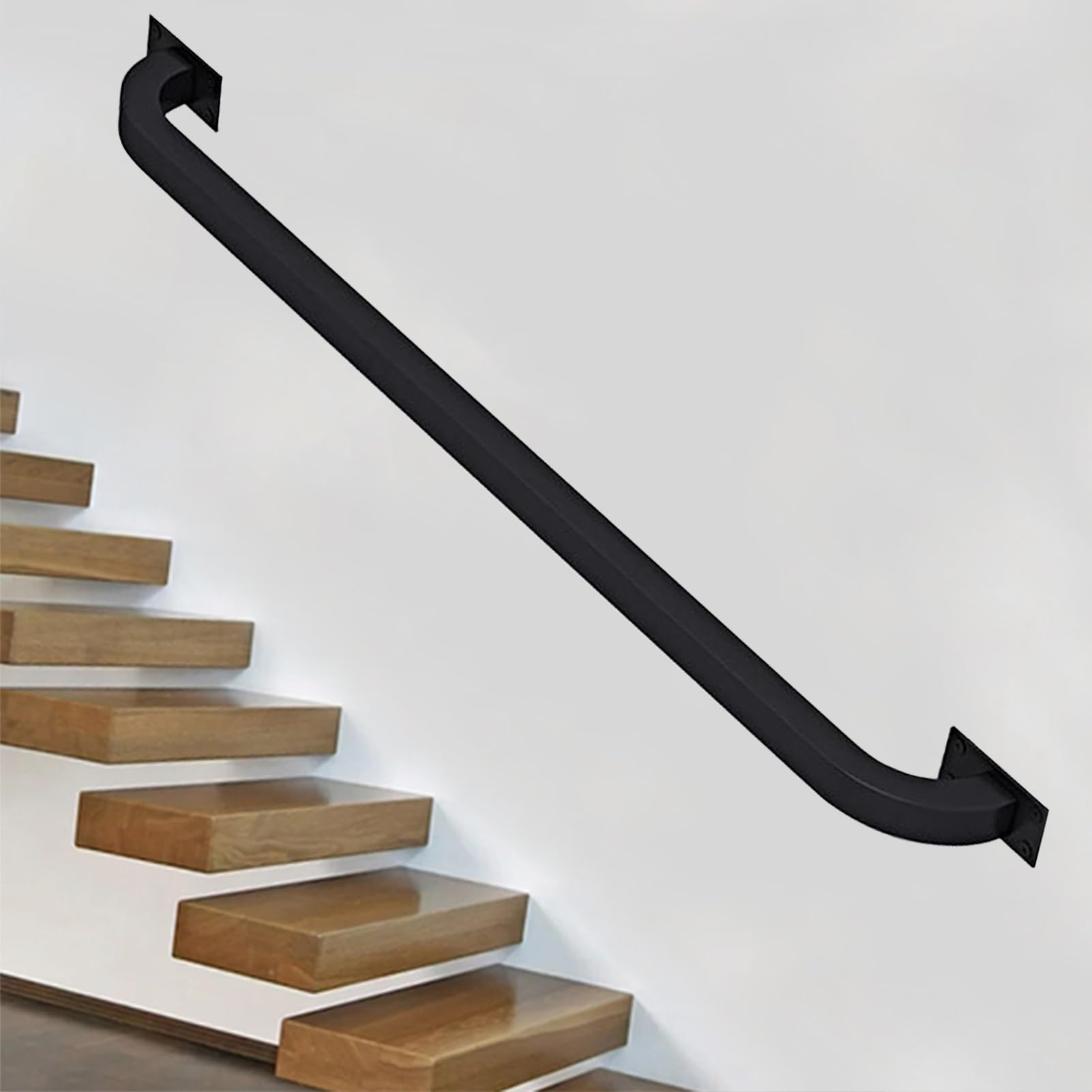 LWJSOCP Stair handrail Modern Stair Handrail, Square Balusters for Indoor Stairs | Wrought Iron Handrail, Railing, Grab Bar, Foot Rail, Industrial Pipe Clothes Rail (Size : 250cm)