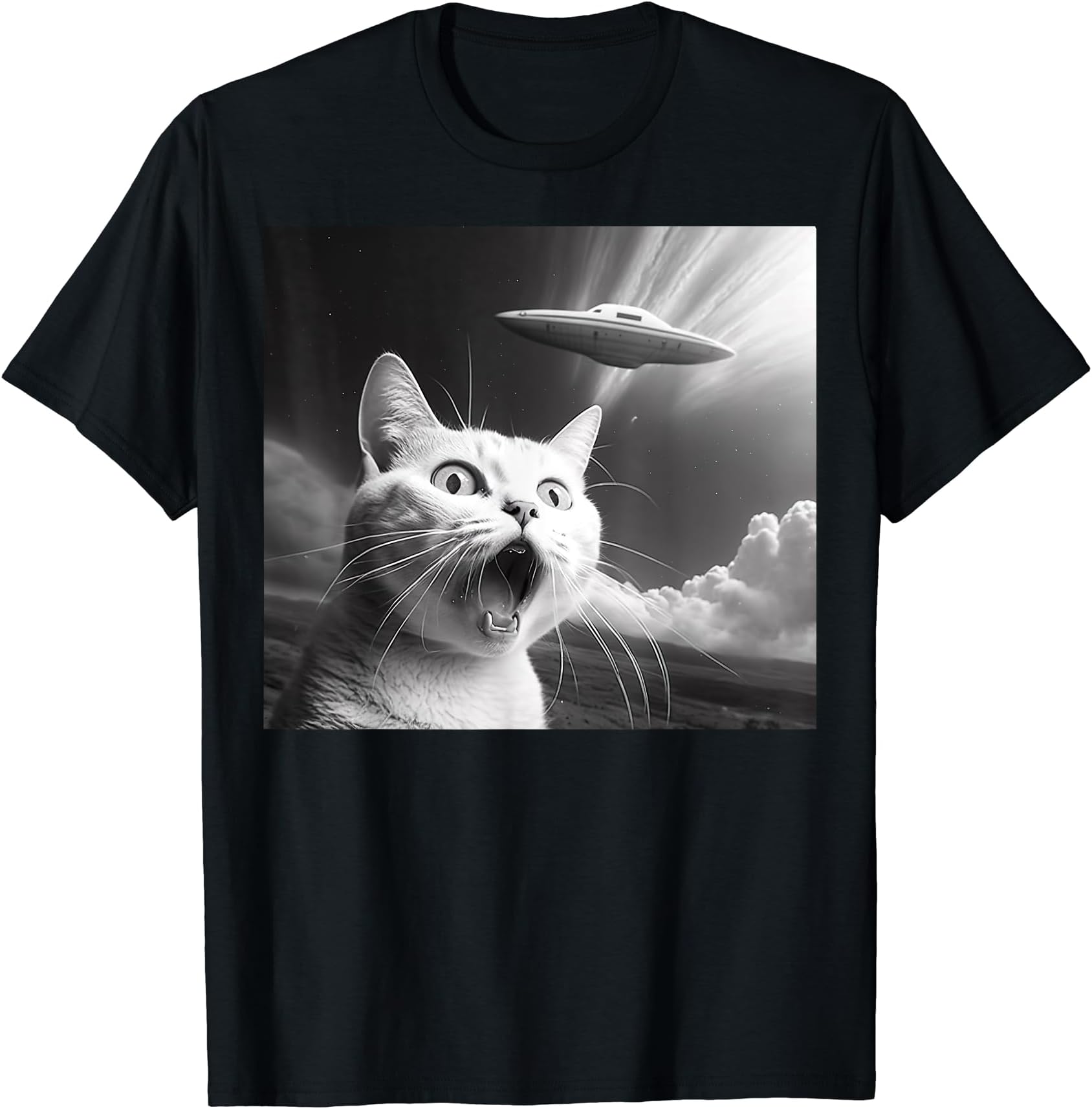 Funny Alien UFO Animal designsAlien UFO Funny Cat T-Shirt