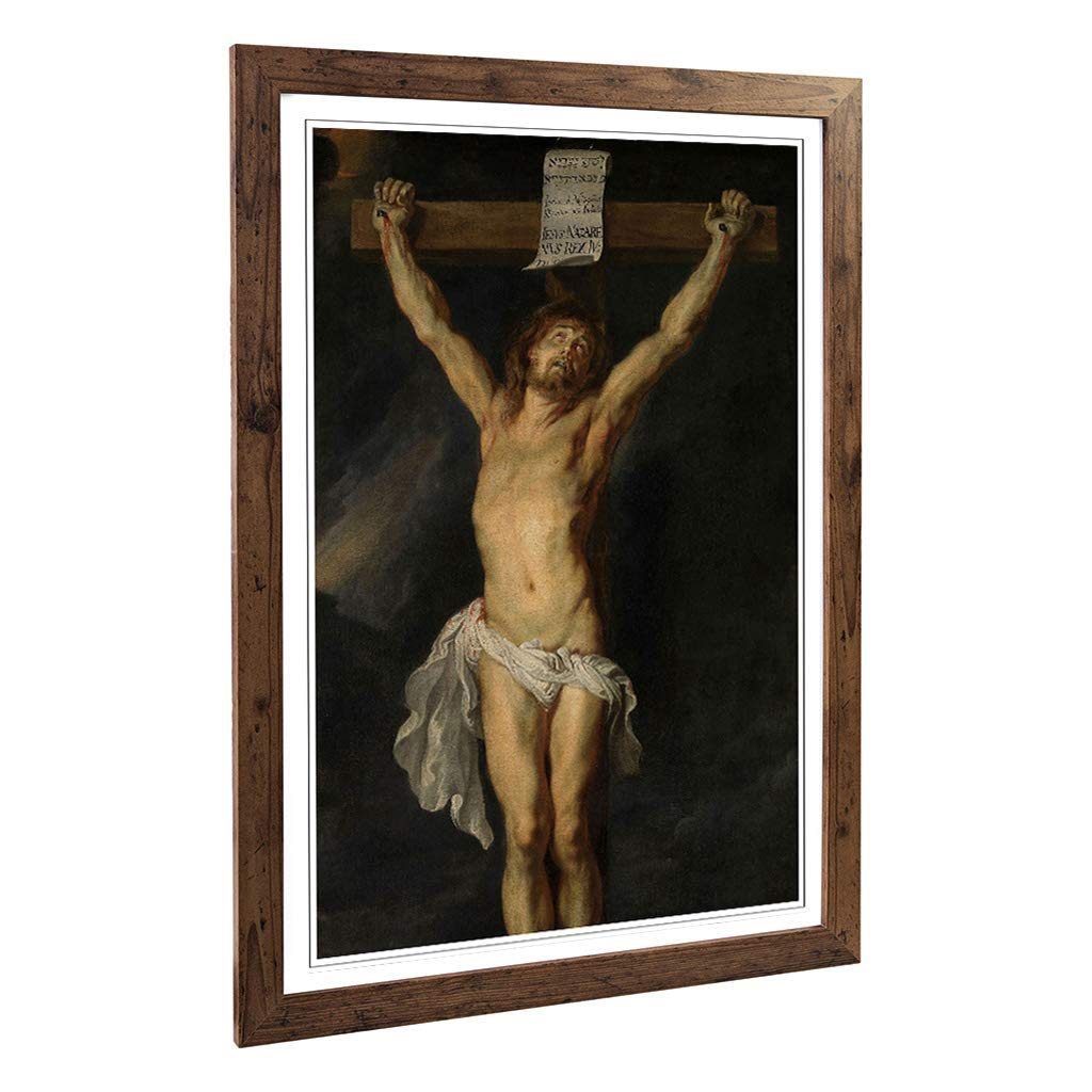 Big Box Art Framed Print of Peter Paul Rubens Christ on The Cross Design | Wall Art Picture | Home Decor for Kitchen, Living Room, Bedroom, Hallway, Walnut, A2 / 24.5x18 Inch / 62x45cm