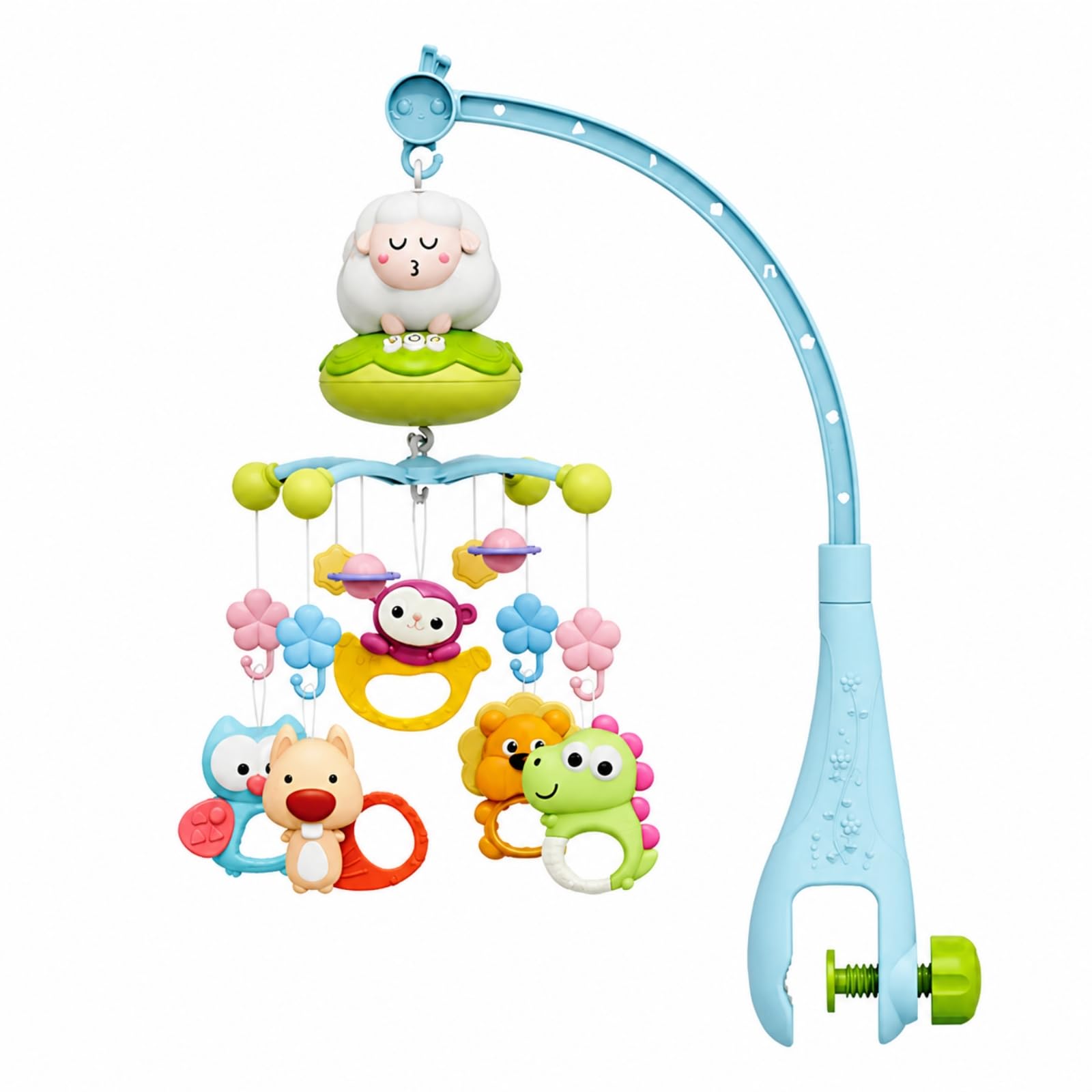 Qianly Giostrina Musicale con Pendenti | Telecomandato, Giostrina da Letto con Braccio, Regolabile, Giocattolo, per Camera dei Bambini, Neonati,