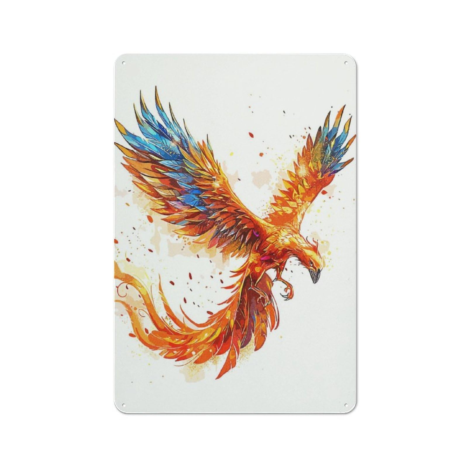 Phoenix Minimalist Workshop Style Metal Wall Decor 30x20cm, Decorative Metal Plaque for Garage, Workshop, Shed Or Utility Room