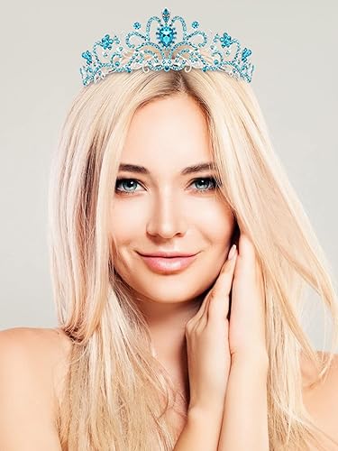 Miniatura 4 de COCIDE Tiara Crowns - Diadema de cristal con diamantes de imitación, corona de princesa con peines, diadema de novia, boda, graduación, fiesta de