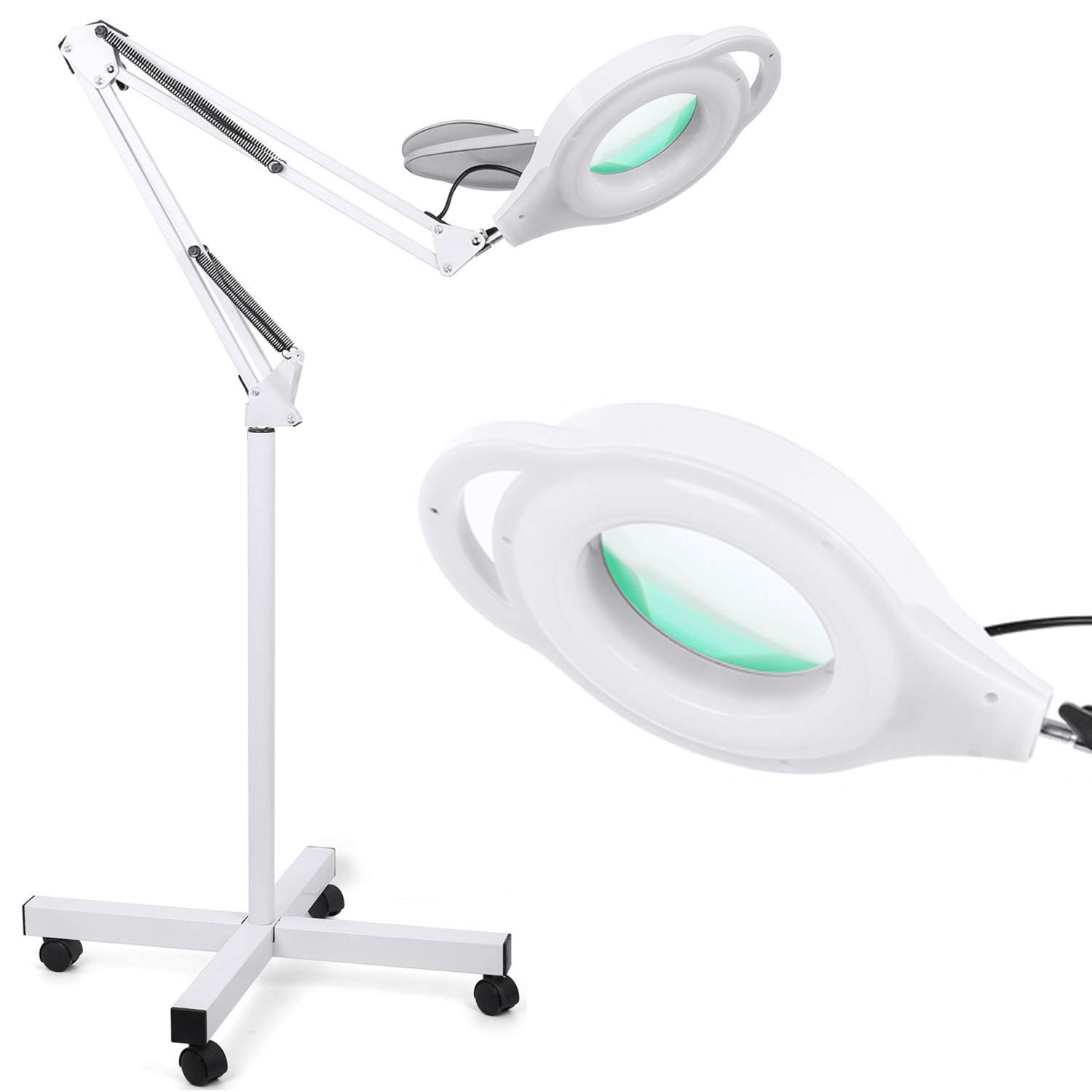 Buy 8X Dimmable Magnifying Floor Lamp with 4 Wheel Rolling Base for