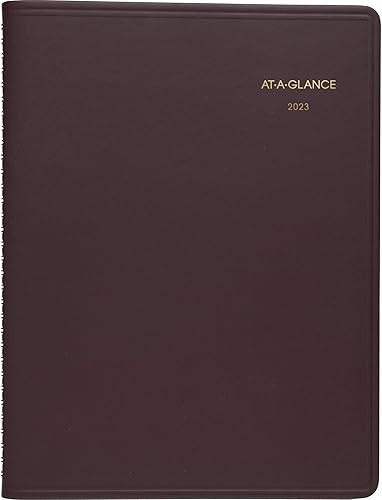 AT-A-GLANCE Agenda semanal 2023, libro de citas de un cuarto de hora, 13 meses, 8-14 x 11 pulgadas, grande, piedra vino (7095050)