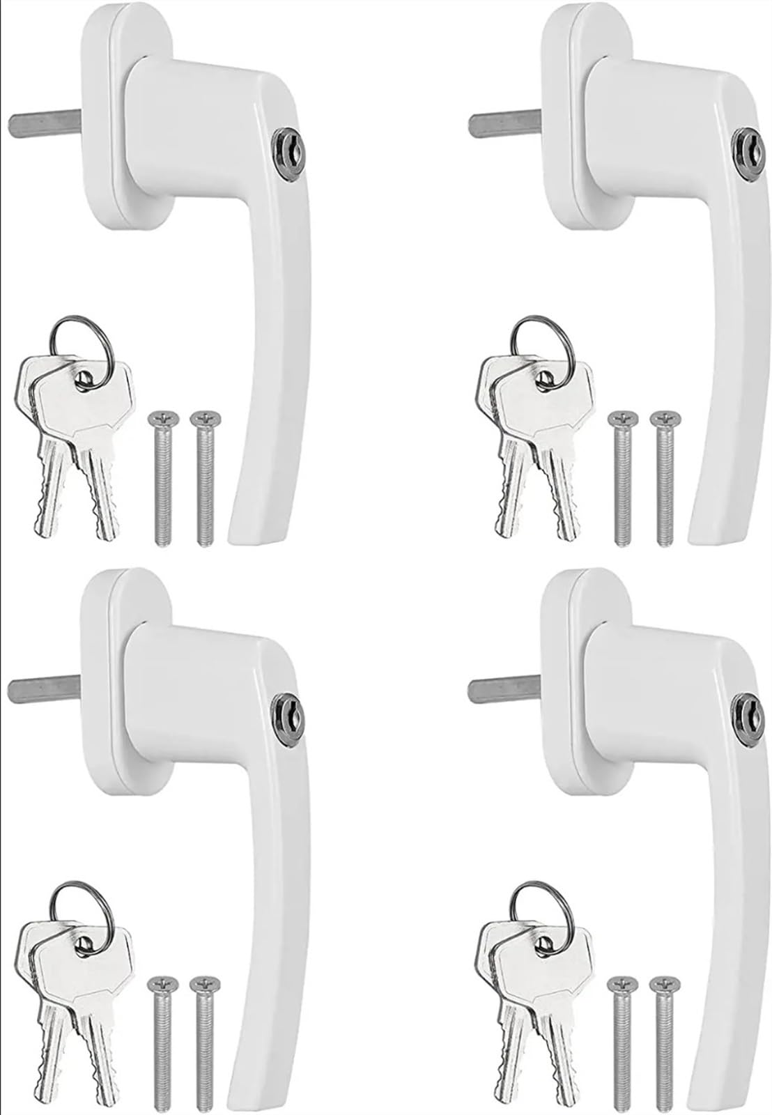 VAYEODEYU Window Handle 4 Pack Universal Key Locking Lockable Double Glazing Balcony Door(Right Hand)