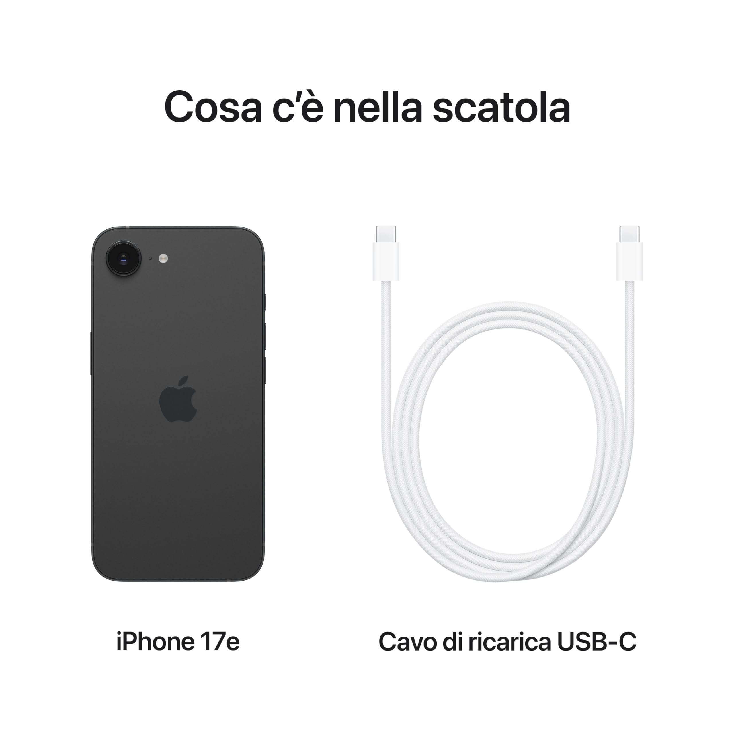 Apple iPhone 17e 256 GB: display Super Retina XDR da 6,1'', chip A19, un giorno intero di autonomia, fotocamera Fusion da 48MP – Nero