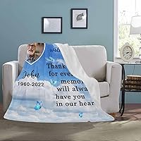 Vista 73 de Custom Memorial Blankets with Photo to Your Loved One's Memory, Memory Lane in Loving Memory Photo Blanket to Remind You of Your Beloved Ones 40x50