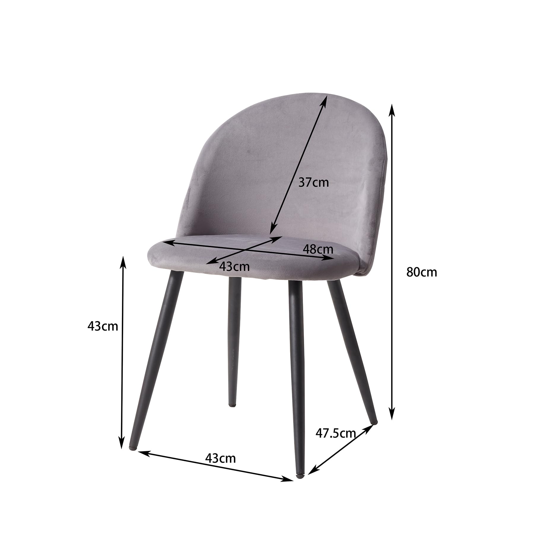 BenyLed Set di 6 Sedie da Pranzo, Sedie da Cucina con Rivestimento in Velluto Sedie da Soggiorno Moderne, con Gambe in Metallo Nero (Grigio)