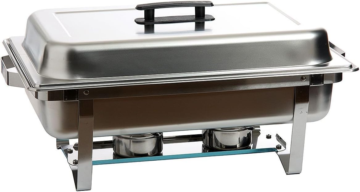 Bioexcel 8 Qt Stainless Steel Chafer Set -Full size with Chafer Stand Folding Frame and Fuel Holders
