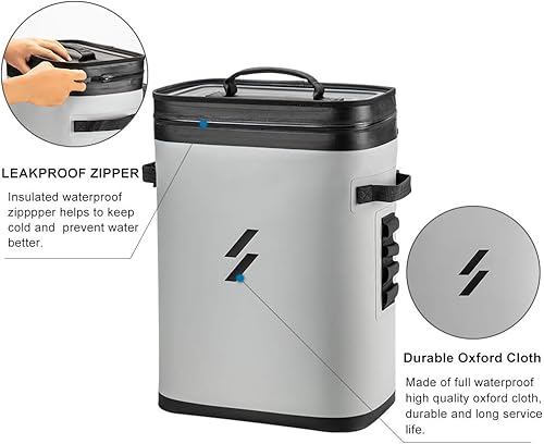 Miniatura 3 de ROCKBROS Mochila térmica aislada a prueba de fugas, enfriador suave, impermeable, 30 latas, mochila grande portátil con enfriador para camping,