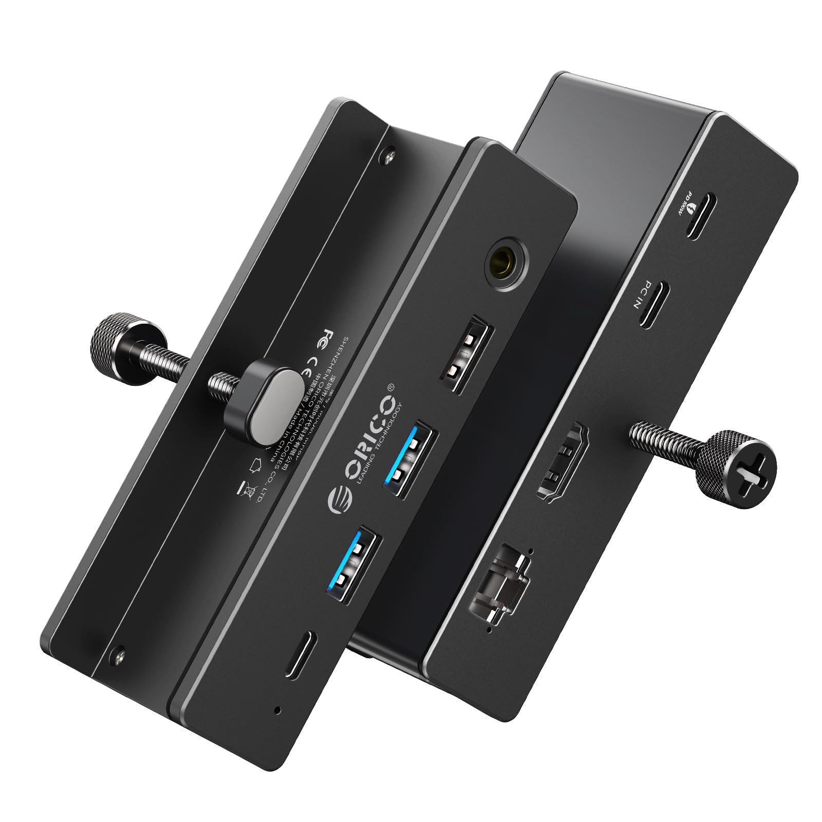 ORICO Docking Station Clip, Hub USB-C 8-in-1 con HDMI 4K@60Hz, PD 100W, Ethernet Gigabit, 4xUSB, AUX, 10Gbps Hub USB Dock per Laptop, MacBook, PC (Adattatore non incluso)