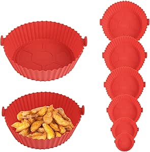 3 Teglie In Silicone Per Friggitrice Ad Aria - Cestini Antiaderenti 20cm, Per Cucinare E Pulire Facile - Foto 10