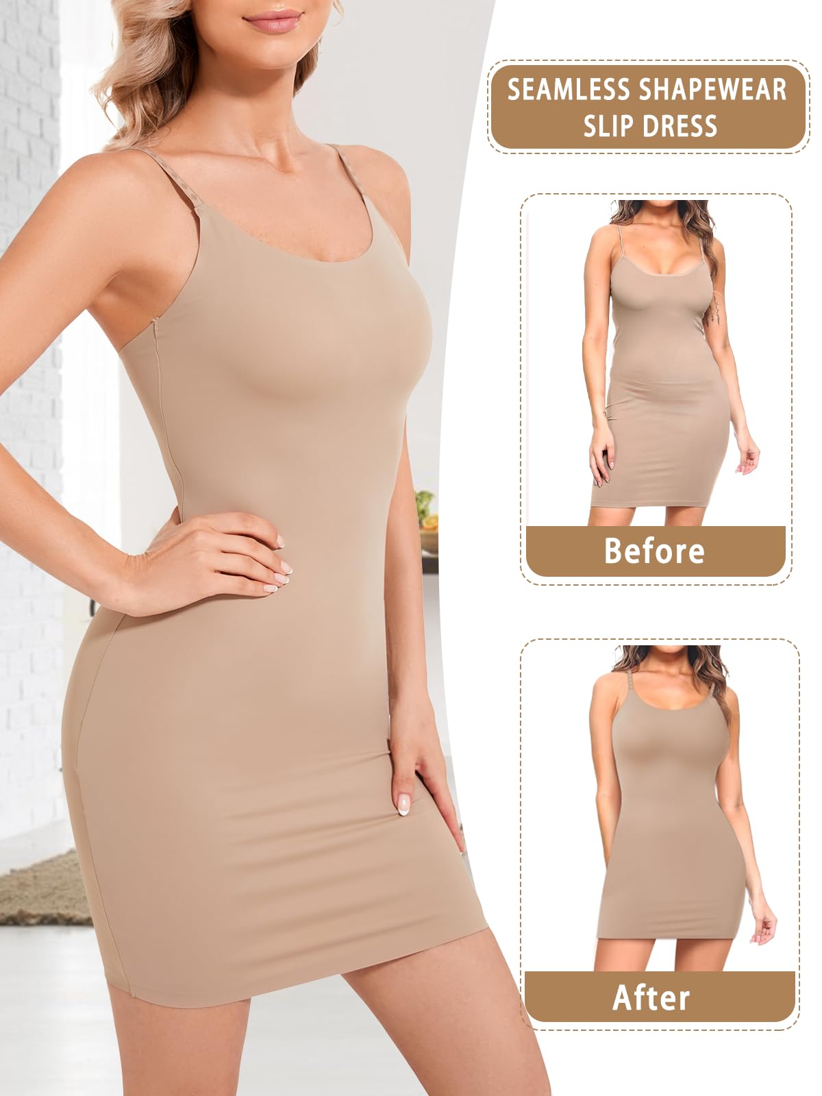 Faja moldeadora para debajo de los vestidos, control de abdomen para mujer, moldeador de cuerpo adelgazante sin costuras