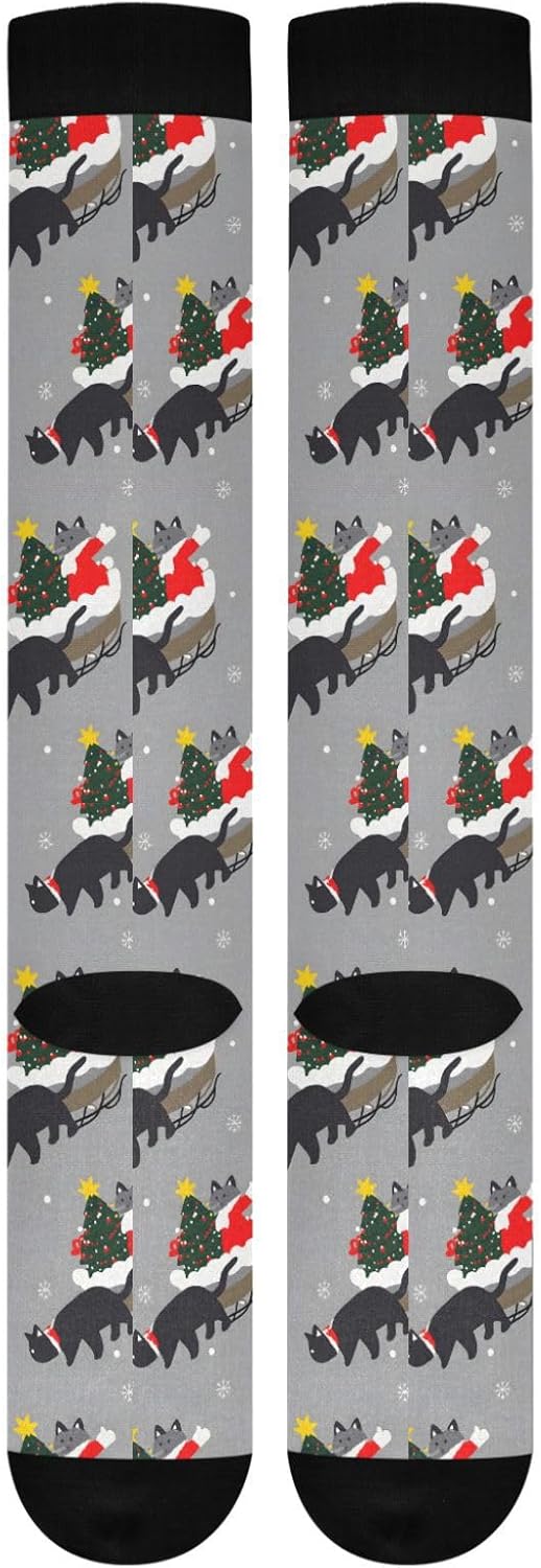 Christmas Black Cats Compression Socks for Women Men Knee High Socks for Running Athletic Nurse Cycling Sports - Image 9
