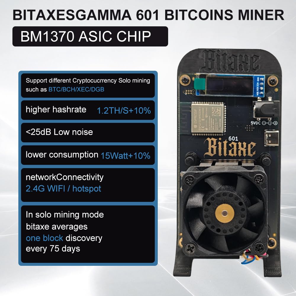 Novo minerador de bitcoin bitaxe gama 601 solo mineiro 1.2th/s 2.4G Wifi18w  bm1370 do antminer s21 pro asic mineiro btc mineiro criptografia |  Amazon.com.br