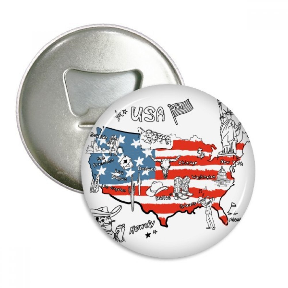 Ouvre-bouteille aimanté frigo badge bouton Amérique Liberté 3 pièces