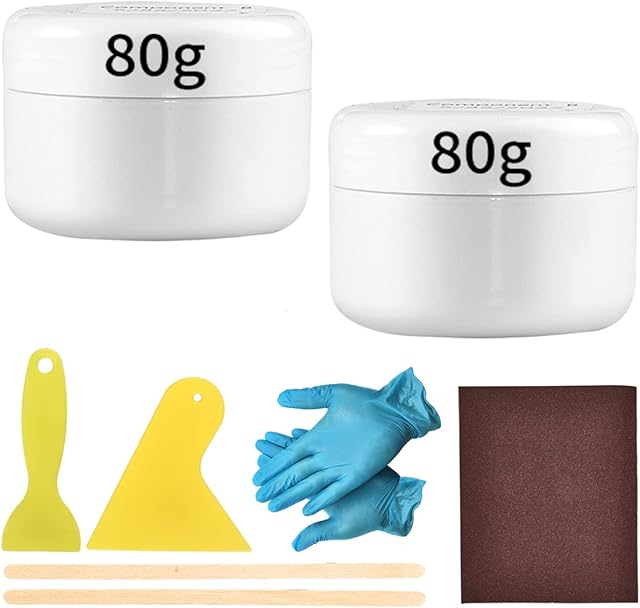LUNEKUCK Shower Tray Repair Kit 160g Bath Repair Kit Ceramic Sink Repair Kit White for Tub Tile Sink Porcelain Enamel Acrylic Bathtub Repair Kit Waterproof to Repair Scratches, Holes, Cracks