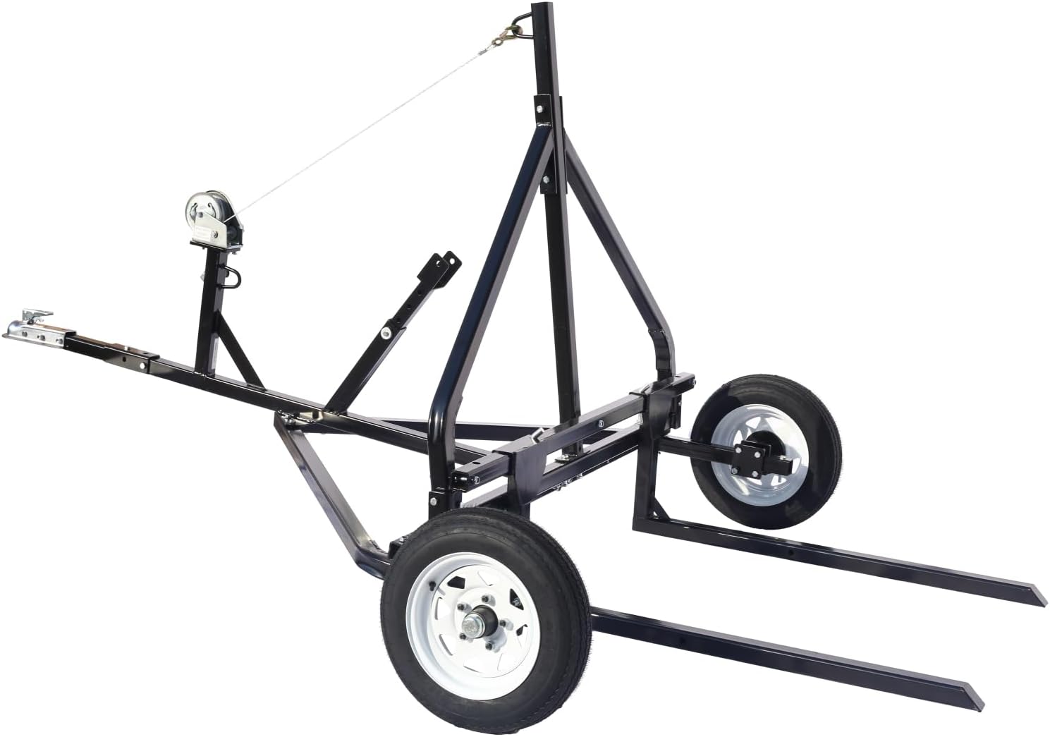 Geelife Adjustable Bale Mover, ATV/Utv/Truck Universal Round Hay Bale Trailer,1500Lbs Black