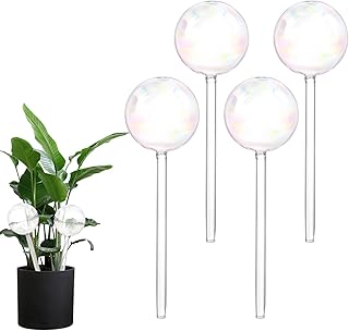 PEUTIER 4pcs Plant Watering Globes, Glass Watering Globes Rainbow Gradient Clear Plant Waterer Bulbs Automatic Plant Waterer Self Watering Planter Insert for Indoor & Outdoor Plants (9x2.75 inch)