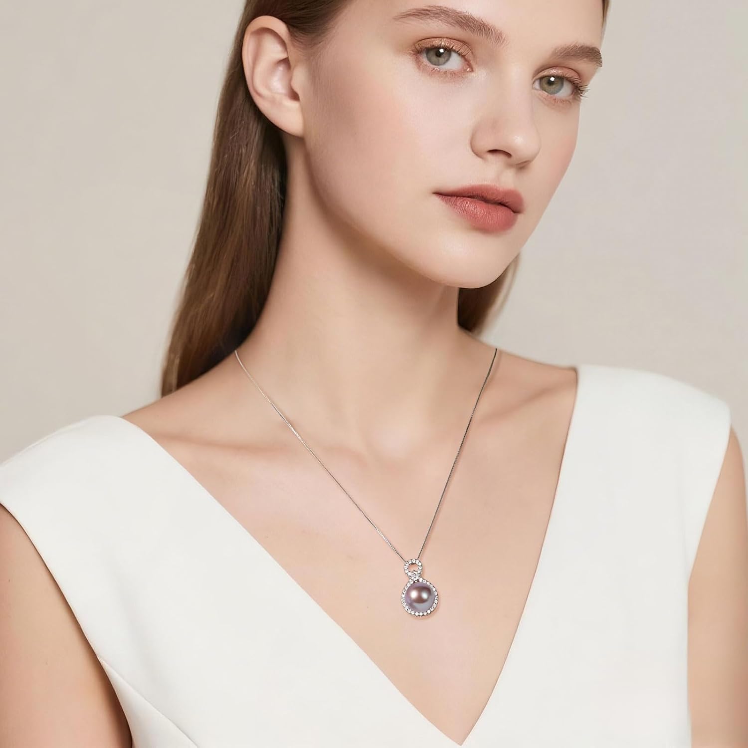 Round 12MM Pearl Pendant Necklace, Blue Black Pink Purple Golden Cultured Pearls S925 Sterling Silver Necklace, 18+2In Adjustable Chain, Elegant Jewelry Gifts for Women Mother Wife - Image 5