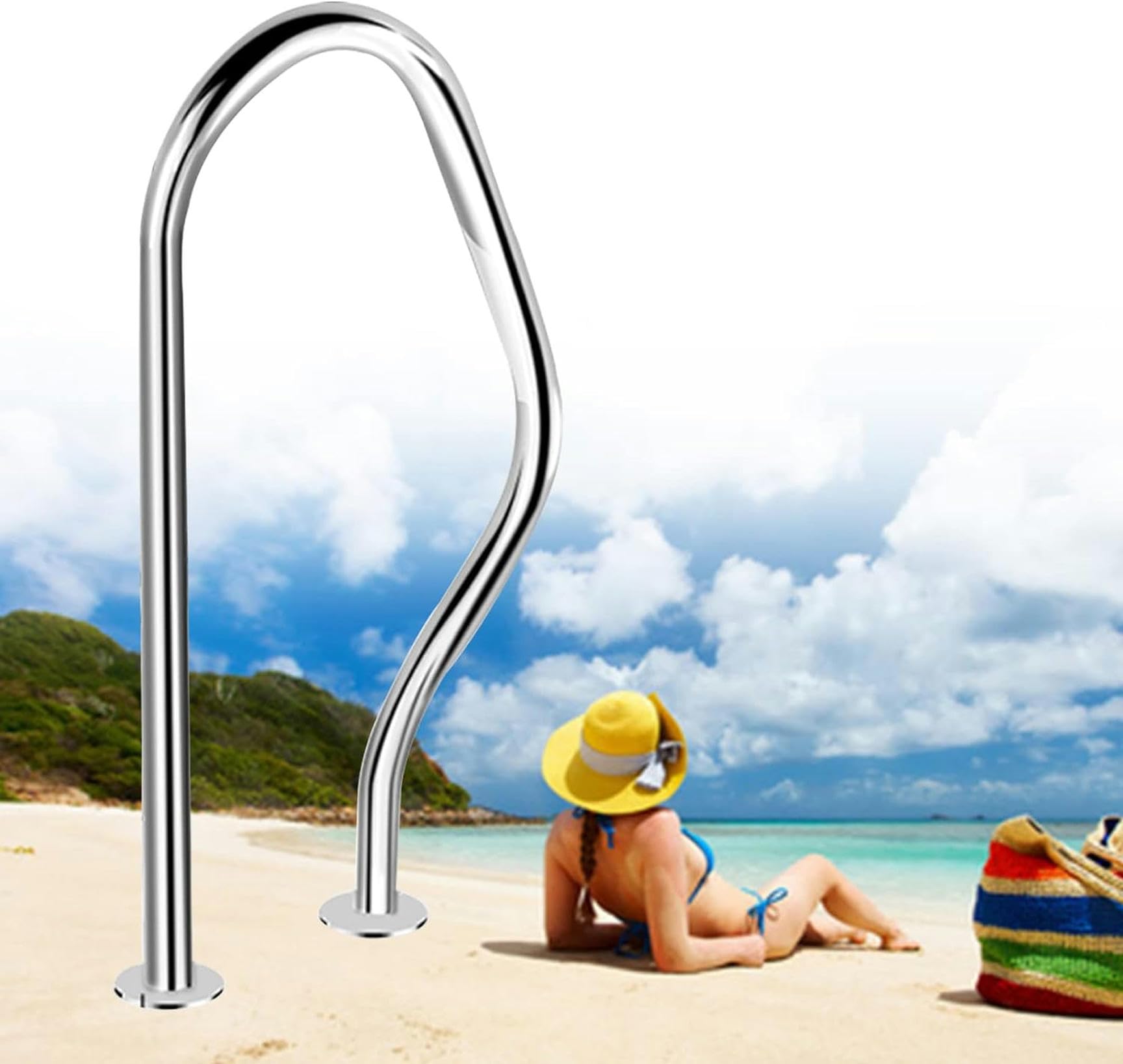 Main courante de piscine creusée en acier inoxydable avec rampe escalier 440 lb