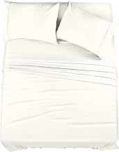 Casavia - Natural 100% Cotton Sheets Queen Sheet Set, Premium Bedding Sets- 400 Thread Count- Soft Sateen 100% Cotton - Deep Pocket, Easy Fit, Queen Sheets, 4 Piece Bed Sheets Queen - Cream