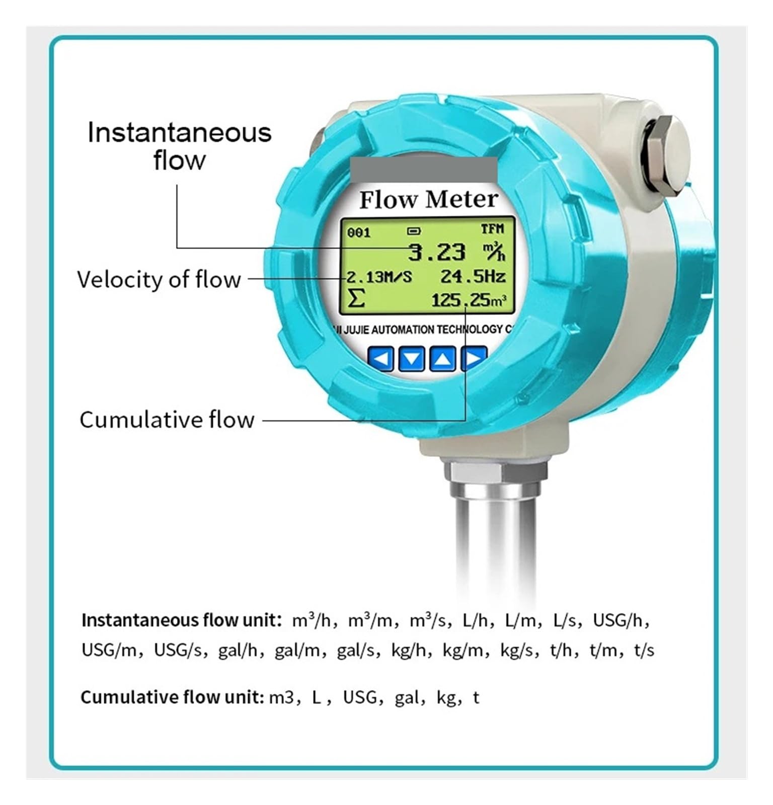 Caudalímetro de turbina for agua líquida, 4-20 mA, RS485, 24 V CC, sensor de flujo electromagnético con pantalla LCD Garantizar la estabilidad(DN65-4-20mA-SS304)