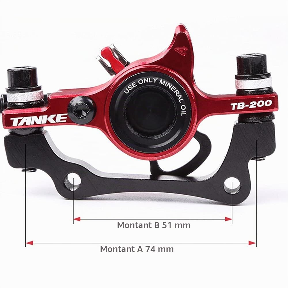 Ensemble d'étriers de Freins à Disque hydrauliques pour vélo pour VTT Kit de Levier de Frein Gauche Droite avec Rotor à Disque 160mm Red