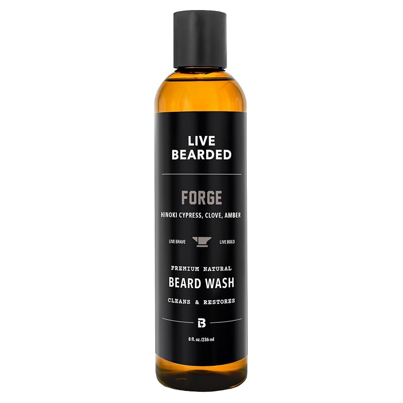 Live Bearded Beard Wash, limpador facial à base de água, fragrância Forge, 240 mL