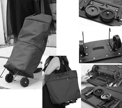 Bolsa de compras mejorada con ruedas, bolsas de carrito portátil, carrito de comestibles, utilidad para tirar de la mano con correas de mano, disponible en Yaxa Venezuela