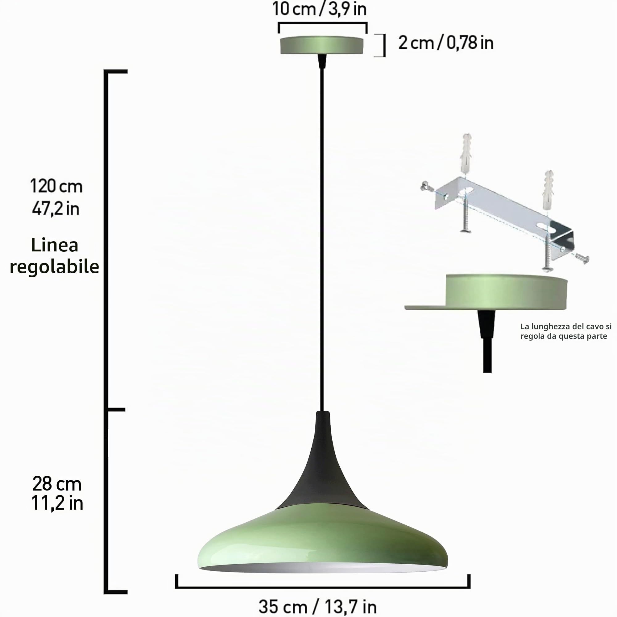 bamyum Paladin - Lampada a sospensione vintage in metallo, 35 cm, paralumi da soffitto, lampada da cucina E27, paralume industriale da soffitto, lampada a sospensione in metallo, per soggiorno e