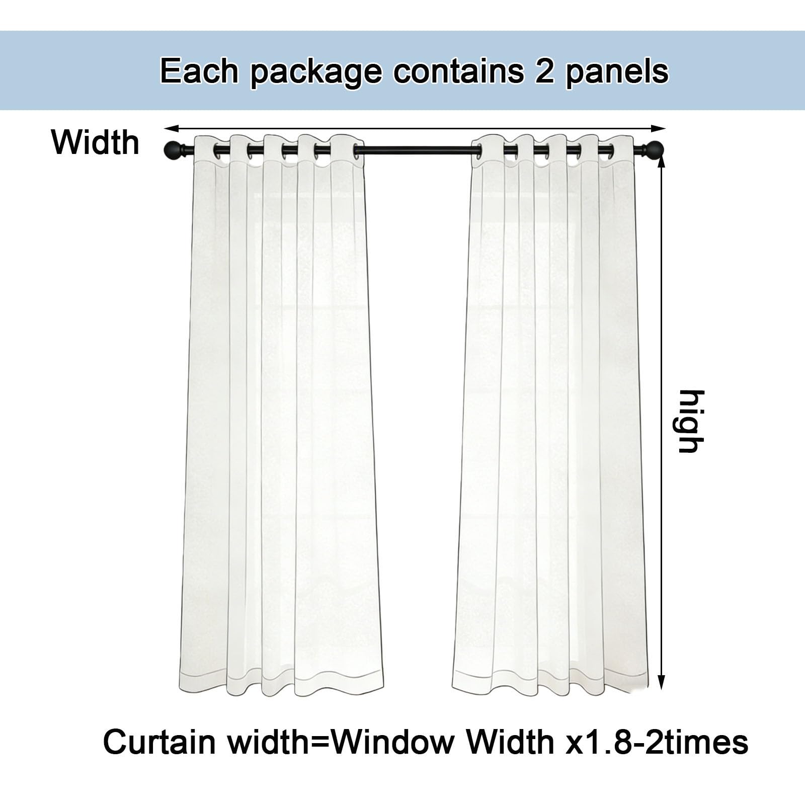 Voile Vorhänge mit Ösen 235 x 200 cm Modern Und Langlebig Lichtdurchlässig Pflegeleicht aus Voile Polyester Gardine mit Ösen Vorhänge for Bedroom, Weiß