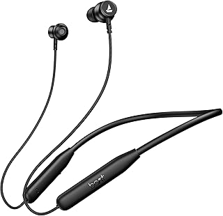 boAt Rockerz 113 (2025 Launch), 40 Hrs Playback, Dual Pair, Fast Charge, Enx Tech, Low Latency, Magnetic Buds, Bluetooth Neckband, Wireless with Mic in Ear Earphones(Active Black)