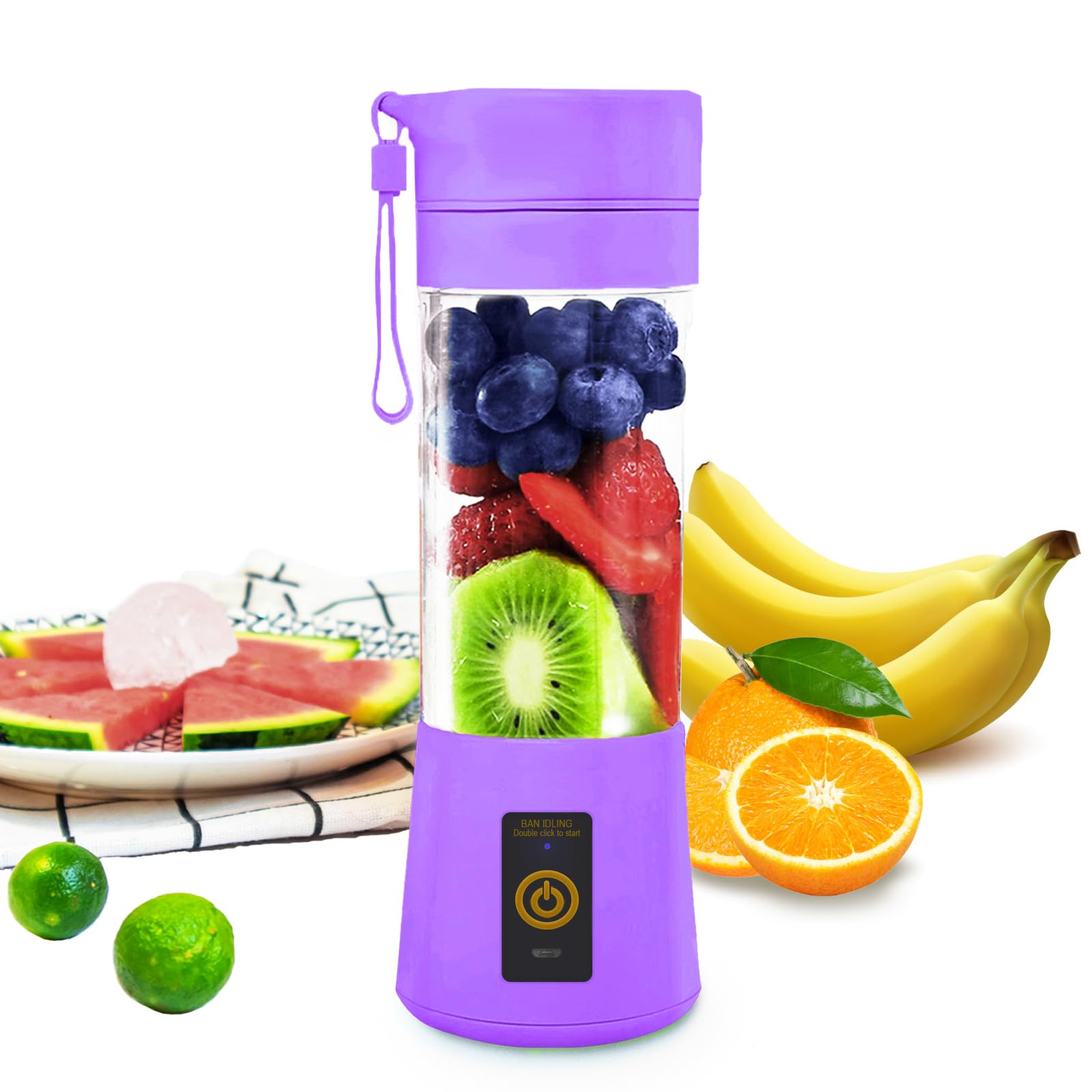 Portable Blender-13Oz Mini Blender Upgrade The 6-Blade, Baby Food Blender Fruit Mixing Machine for Shakes, Smoothies, Travel Bottles Bowls (Purple)