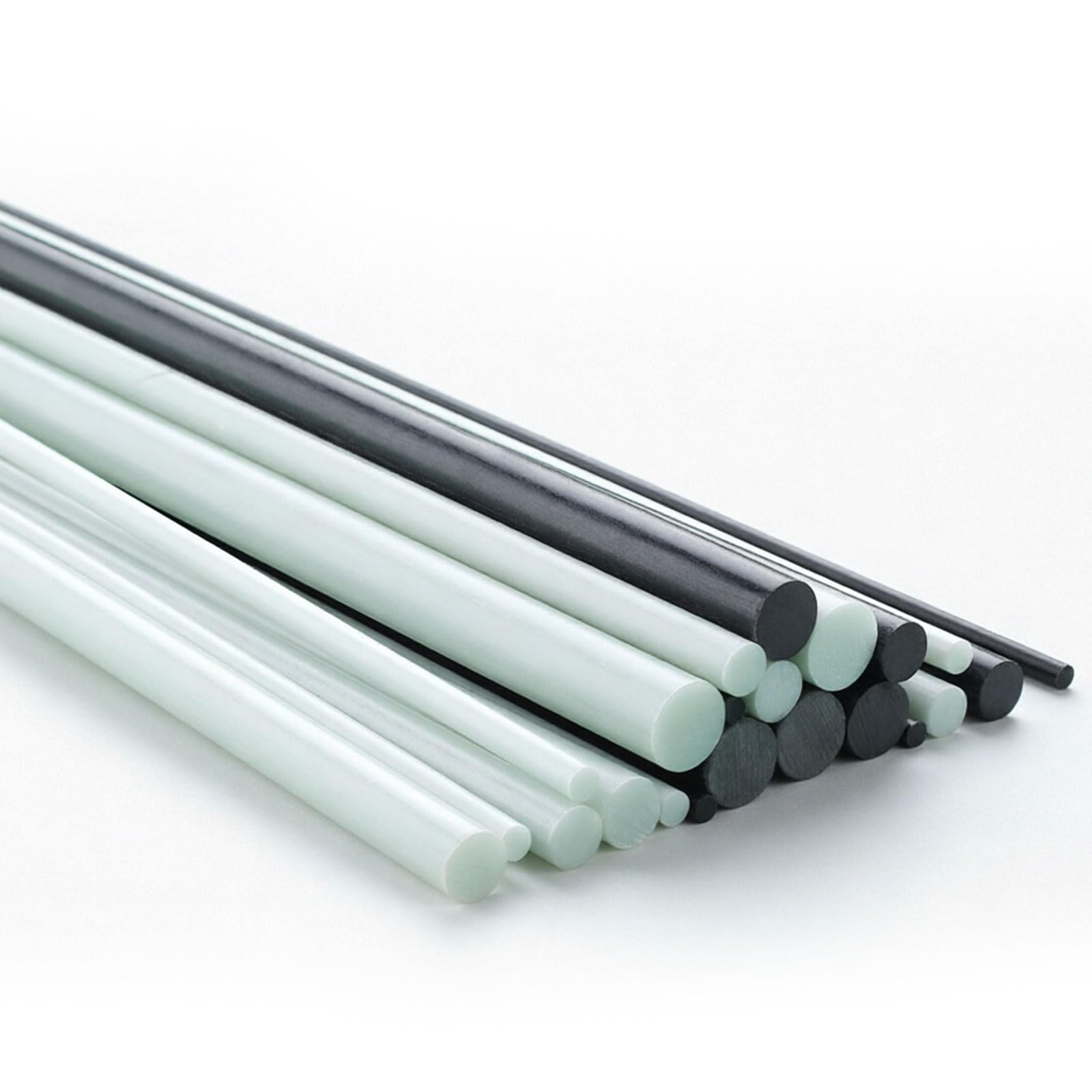 COYOUCO Aste in Fibra di Vetro Nere, Diametro da 0.8mm a 30mm Barra Rotonda FRP per Isolamento Industriale, Supporti Discreti e Modellismo, Polimero Tecnico UV,Φ 15mm 5Pcs
