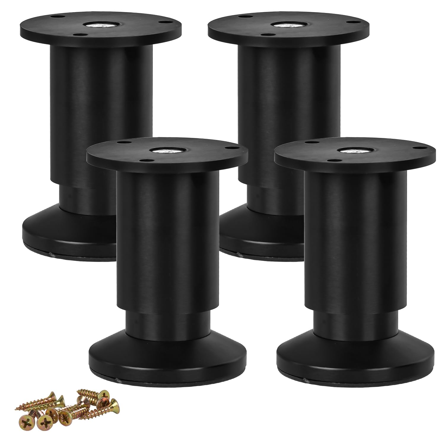 TCHOSUZ 5 inch / 12cm Metal Furniture Legs, Pack of 4 Modern Aluminum Alloy Tapered Replacement Feet for Home DIY Projects Couch Sofa Cabinet Nightstand TV Stand Black