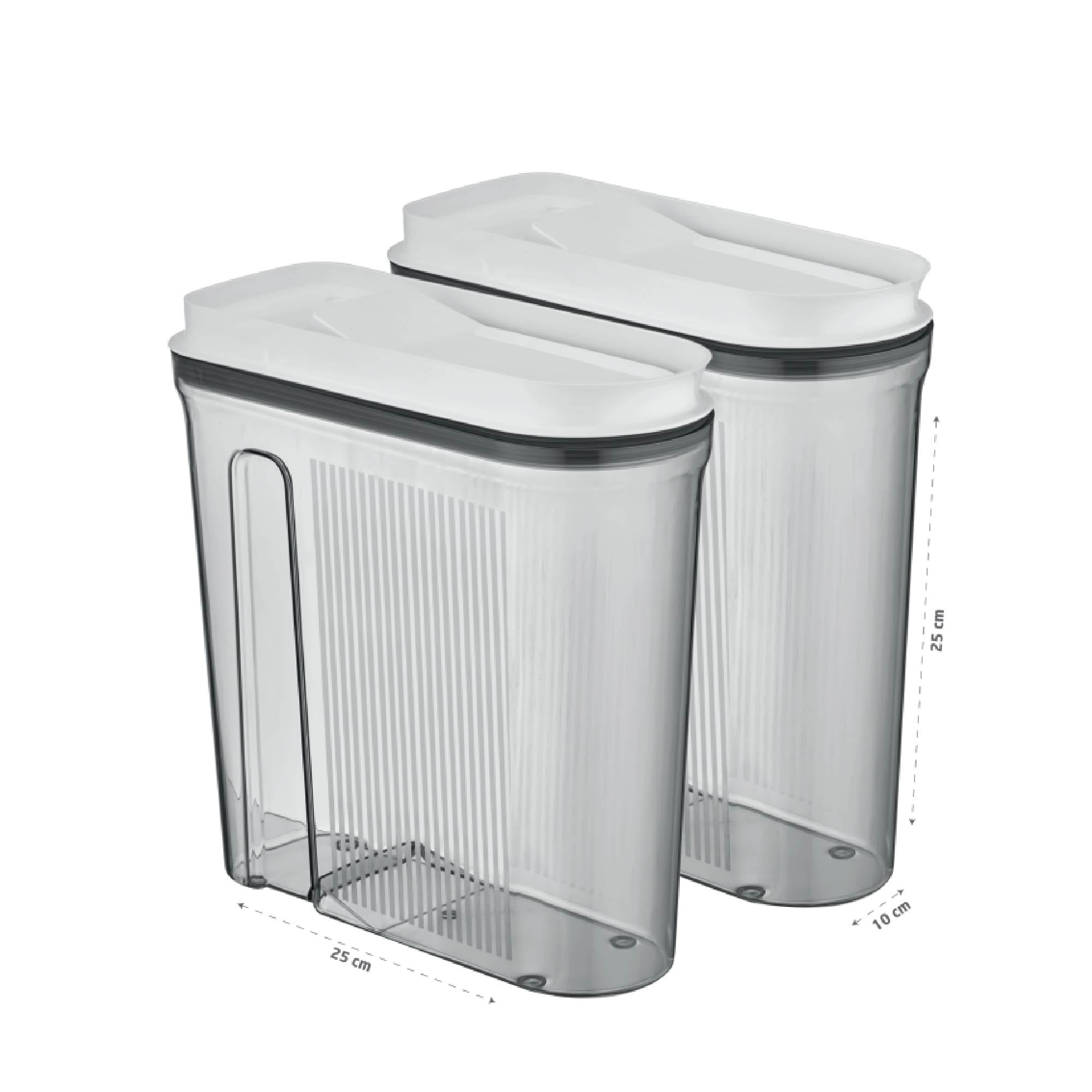 Vip Ahmet 12er Set Schmale Vorratsbehälter mit Dosierklappe - 4 Liter Transparent Luftdichte Küchen Aufbewahrung, BPA-frei, Schmales Design 25x25x10 cm VP-298
