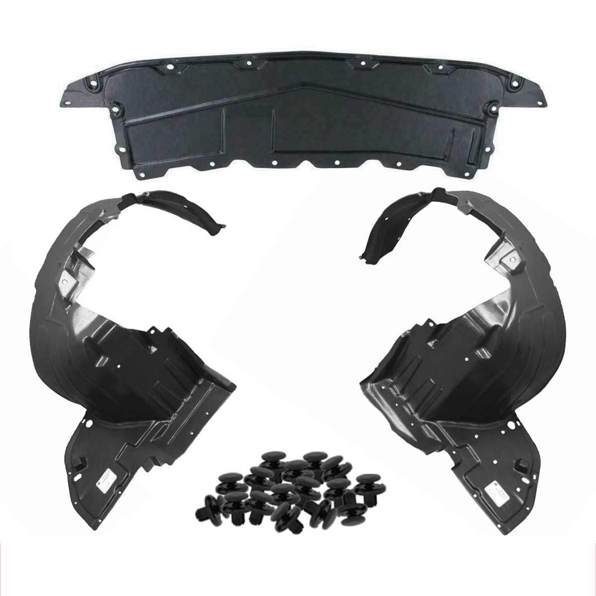 Parts N Go Fender Liner & Lower Engine Under Cover Set w/Clips for 2012-2014 Versa Sedan Front Driver & Passenger Side Left Right NI1228143 NI1248128