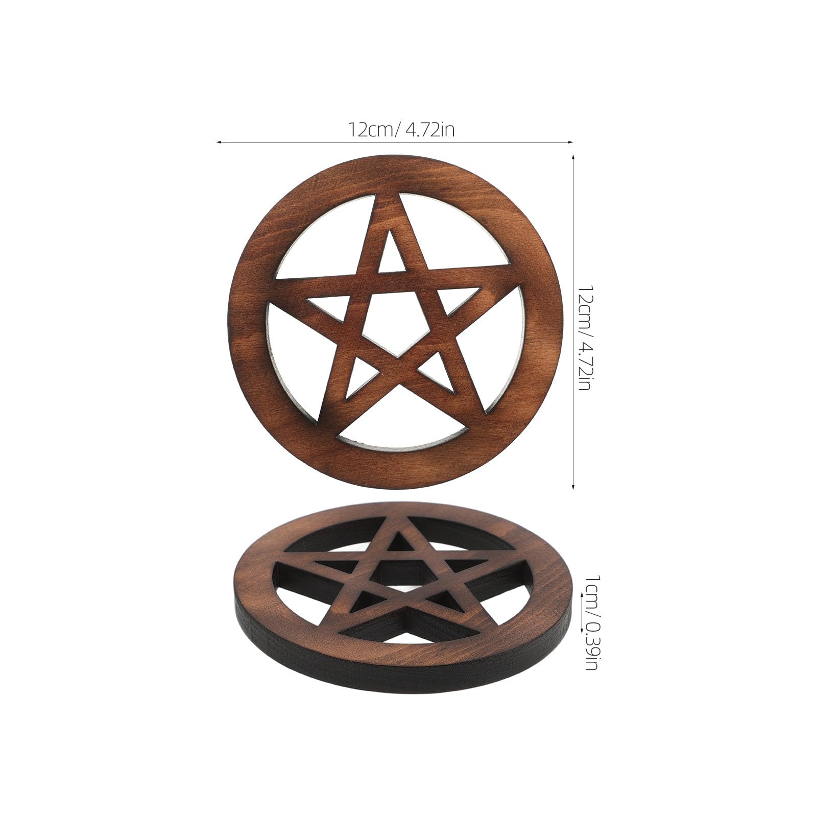 Drewniany Pentagram Dekoracyjny Ołtarz Pogański Wicca Artystyczna Płytka Ścienna Trwała Figurka Biurko i Półkę Uniwersalna Ozdoba Metafizyczna Do Rytuałów Jasnobrązowa